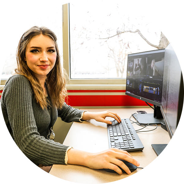 woman at computer learning