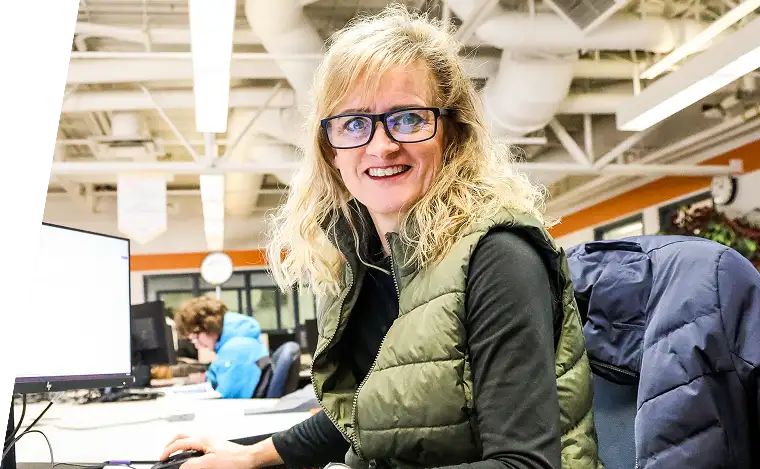 A student learning more in the continuing education program