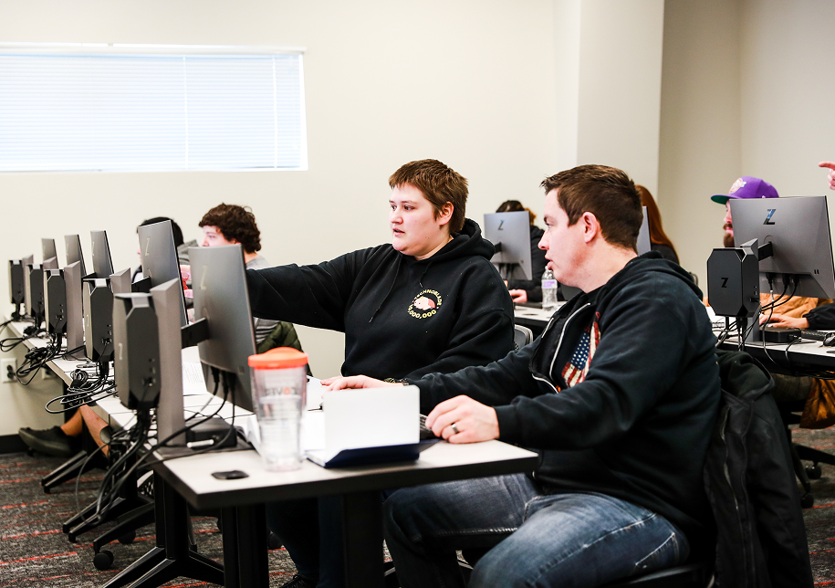 Students using computers