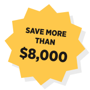 Yellow starburst badge reading "Save More Than $8,000" highlighting the financial savings available through OTECH's high school dual enrollment programs